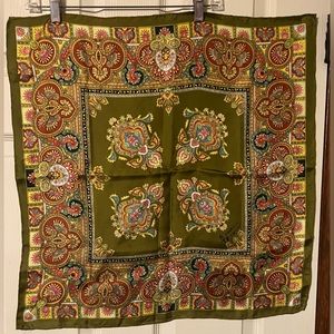 Vintage Women's John Meyer of Norwich 100% Silk Hand Rolled Scarf Rainbow